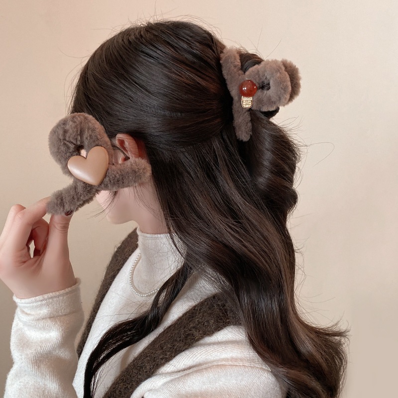 Kẹp tóc càng cua lông mềm dáng nơ vintage – Kẹp tóc nữ giữ tóc chắc, phong cách Hàn Quốc