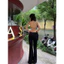 quần ống loe cạp thấp dây eo