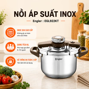 Nồi Áp Suất Engler EL9112 Dung Tích 6L Inox 304 Dùng Trên Mọi Loại Bếp An Toàn Bền Bỉ