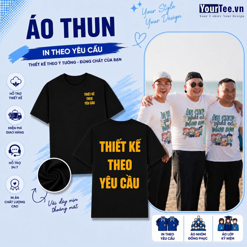 ÁO THUN IN THEO YÊU CẦU, Áo Đồng Phục Teambuilding, Áo nhóm, Đồng Phục Công Ty, Nhà Hàng Chất Liệu Thun Siêu Mát