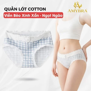 Quần Lót Cotton Mềm Cạp Phối Bèo Nhún Nữ Tính, Quần Chip Nữ Đáy May Thấm Hút Thoáng Khí AMYBRA L6444