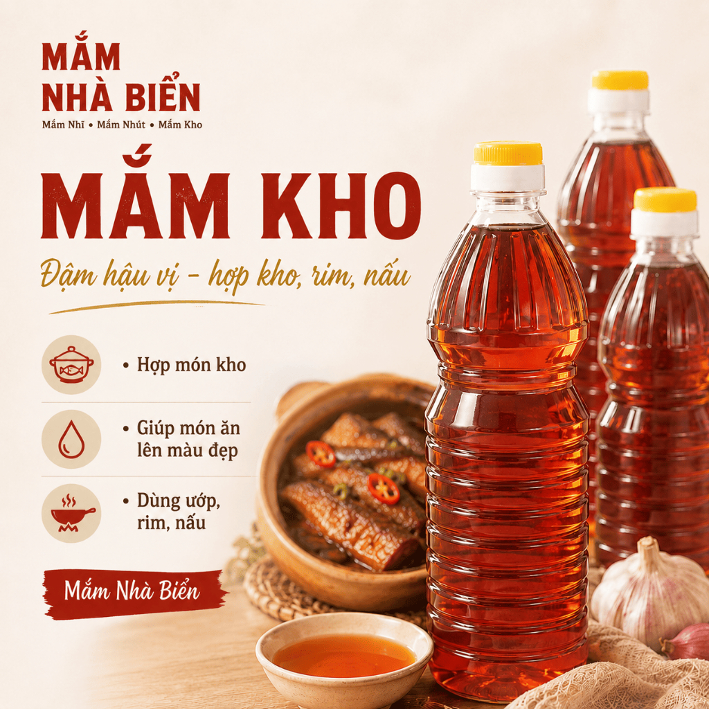 NƯỚC MẮM KHO Cá Cơm Nguyên Chất Ninh Thuận 1L - Truyền Thống Nhà Làm, Phù Hợp Dùng Pha Kho Nấu