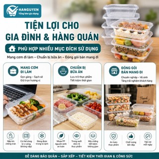 Combo 50 hộp chữ nhật nhựa Việt Nhật bảo quản thực phẩm kín khí tiện lợi an toàn - 6635 - 6636 - 6637