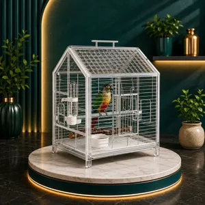 Lồng Chim Cao Cấp Mái Trong Suốt – Khung Kim Loại Chắc Chắn, Sang Trọng Cho Chim Cảnh