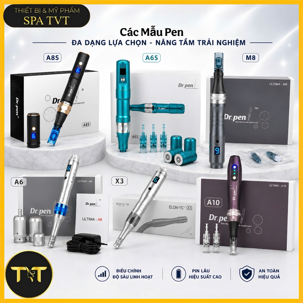 DR.PEN A6S A8S M8 A10 – MÁY VI KIM PHI KIM CHUYÊN NGHIỆP, HỖ TRỢ MỜ THÂM, THU NHỎ LỖ CHÂN LÔNG