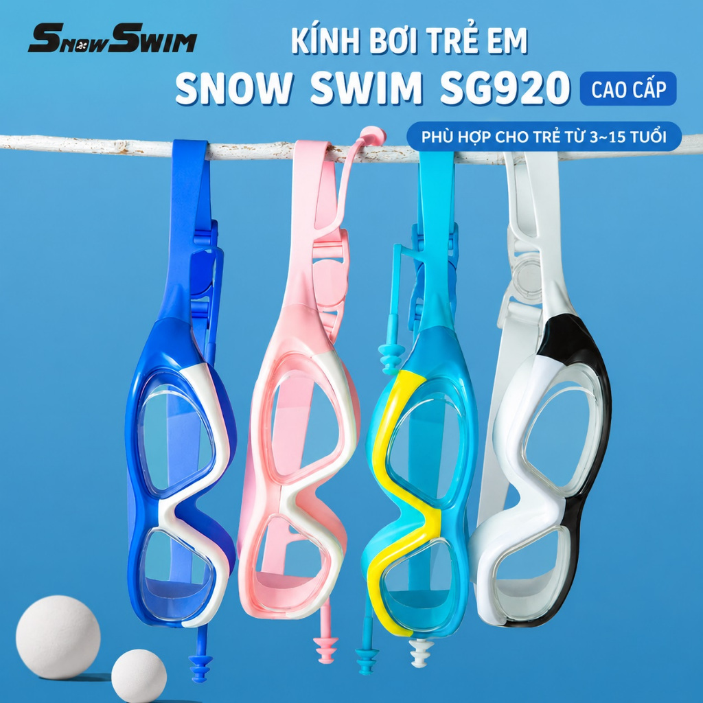 Kính bơi Snow Swim SG920 | Yongbo cho trẻ em từ 3-10 tuổi, khả năng chống nước và sương mờ tốt, giá rẻ nhưng có võ