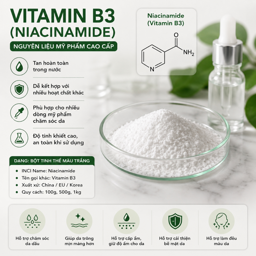 Nguyên liệu VITAMIN B3 (NIACINAMIDE)