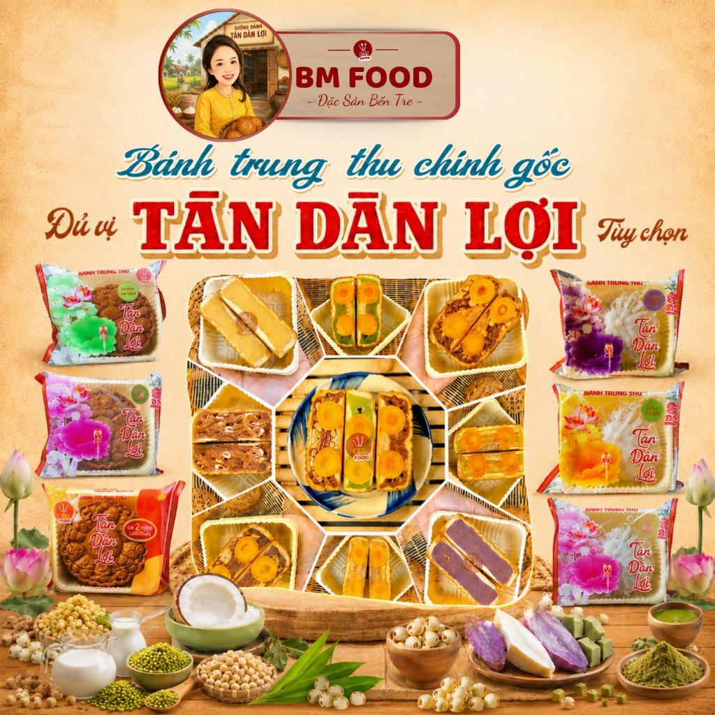 [Hỏa Tốc HCM] Bánh Trung Thu TÂN DÂN LỢI Nhân Gà Quay, Xá Xíu, Đậu, Dừa Đủ Vị Bánh Mới 200gr