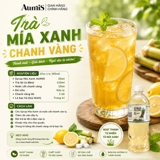 Đường Nước Mía Aumis 1 Lít – 1 Thùng 15 Chai – Ngọt Thanh 6.7 Brix – Pha Chế Cà Phê, Trà Sữa