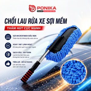 Chổi Lau Xe Ô Tô Chuyên Dụng, Chổi Rửa Xe Ô Tô PONIKA Sợi Siêu Mềm - Điều Chỉnh Được Độ Dài