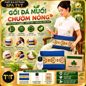 Gối Đá Muối Thảo Dược TVT & Đai Đá Muối Chườm Nóng Giảm Đau Cột Sống, Thắt Lưng, Vai Gáy, Bụng