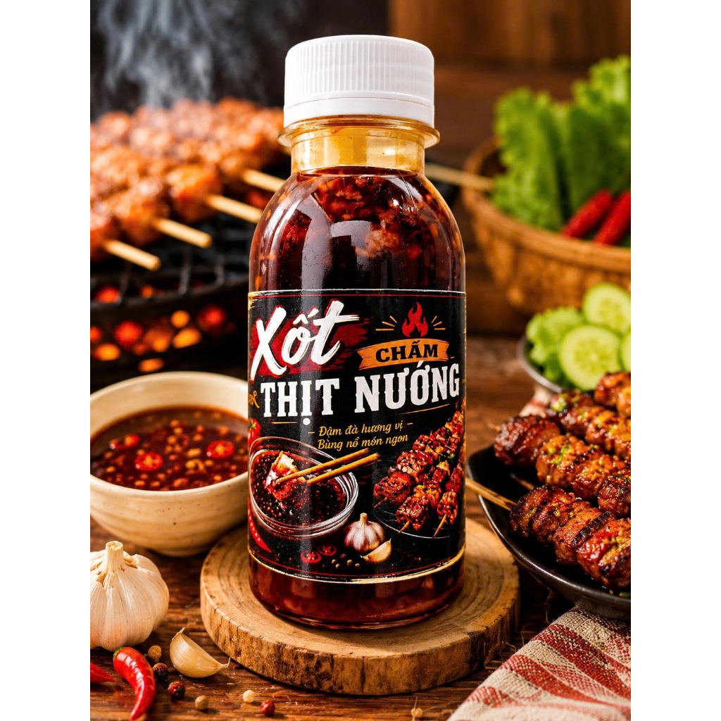 Nước Xốt Chấm Thịt Nướng Đặc Sản Gia Truyền - Sốt Chấm Đồ Nướng BBQ - Cay Dịu Nhẹ Đậm Đà