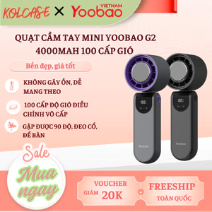Quạt Cầm Tay Mini Yoobao G2 4000mAh – 100 Cấp Độ Gió, Sò Lạnh Làm Mát Nhanh, Màn Hình Hiển Thị Pin