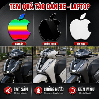 Logo Tem Quả Táo Dán Xe Trang Trí Xe Máy Xe Đạp Điện Laptop chất liệu TEM UV NỔI 3D chống nước không bay màu