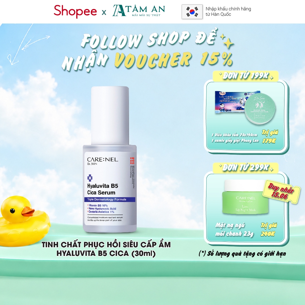 Serum phục hồi da tổn thương B5 CARE:NEL Hyaluvita Cica dưỡng ẩm, làm dịu da nhạy cảm 30ml