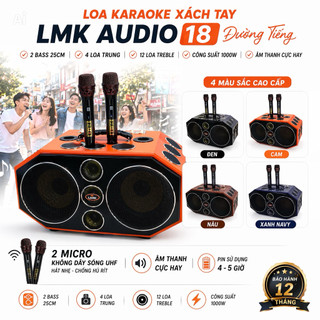 Loa Karaoke Xách Tay LMK Audio B98 Pro 18 Đường Tiếng - 2 Bass 25cm, Công Xuất 1000W, Kèm 2 Míc UHF, Âm Thanh Cực Hay