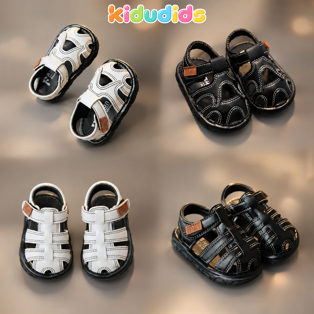 Dép Bé Trai KiDuDiDs Quai Dán Mềm Chống Trơn Trượt Cho Bé Tập Đi Thoáng Khí Size 16-20