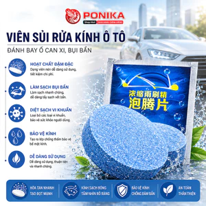 Viên Sủi Rửa Kính Ô tô, Nước Rửa Kính - Gạt Kính Siêu Sạch - PONIKA