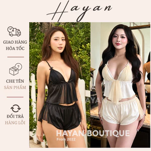 HT18 Bộ ngủ sexy 2s phối ren xẻ v1 xẻ bụng quyến rũ,đồ ngủ lụa croptop tôn dáng HT18