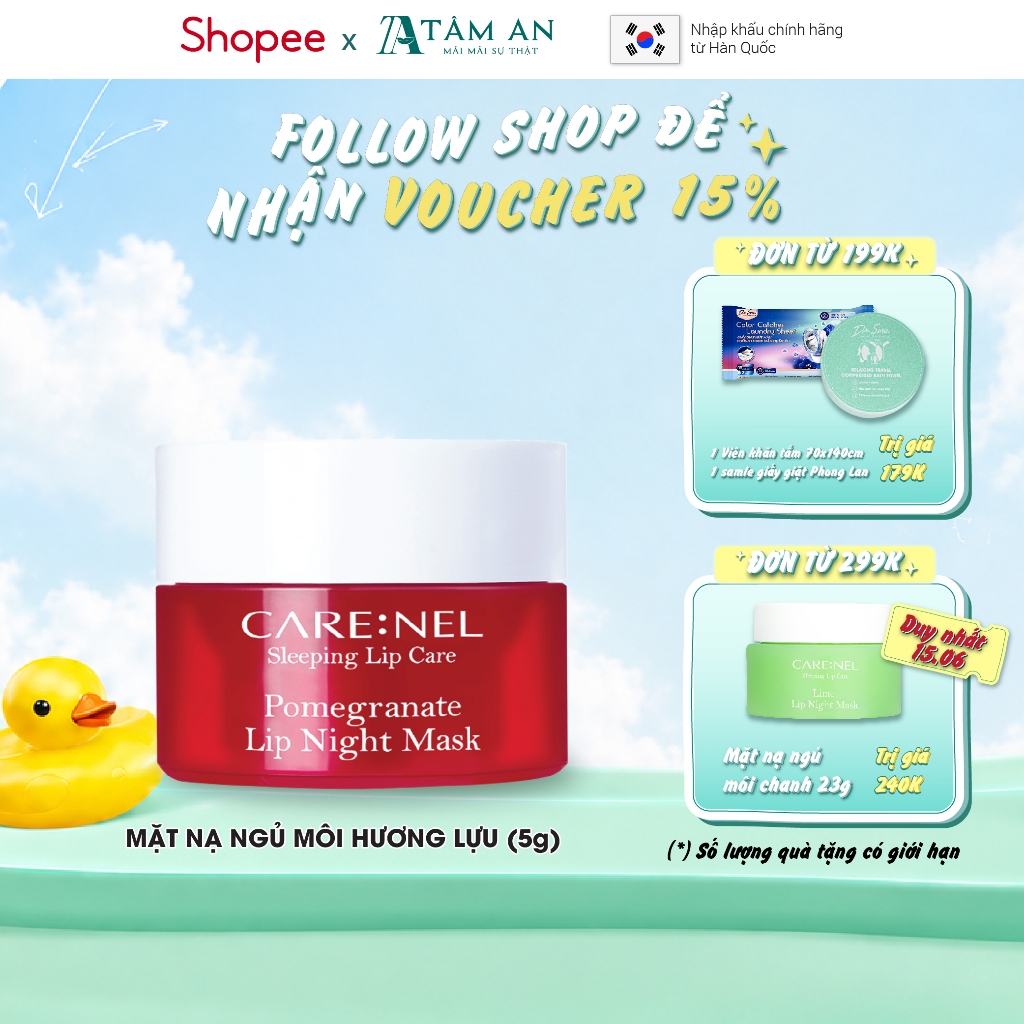 Mặt nạ ngủ môi tẩy tế bào chết môi dưỡng môi lựu đỏ CARE:NEL POMEGRANATE LIP NIGHT MASK 5g