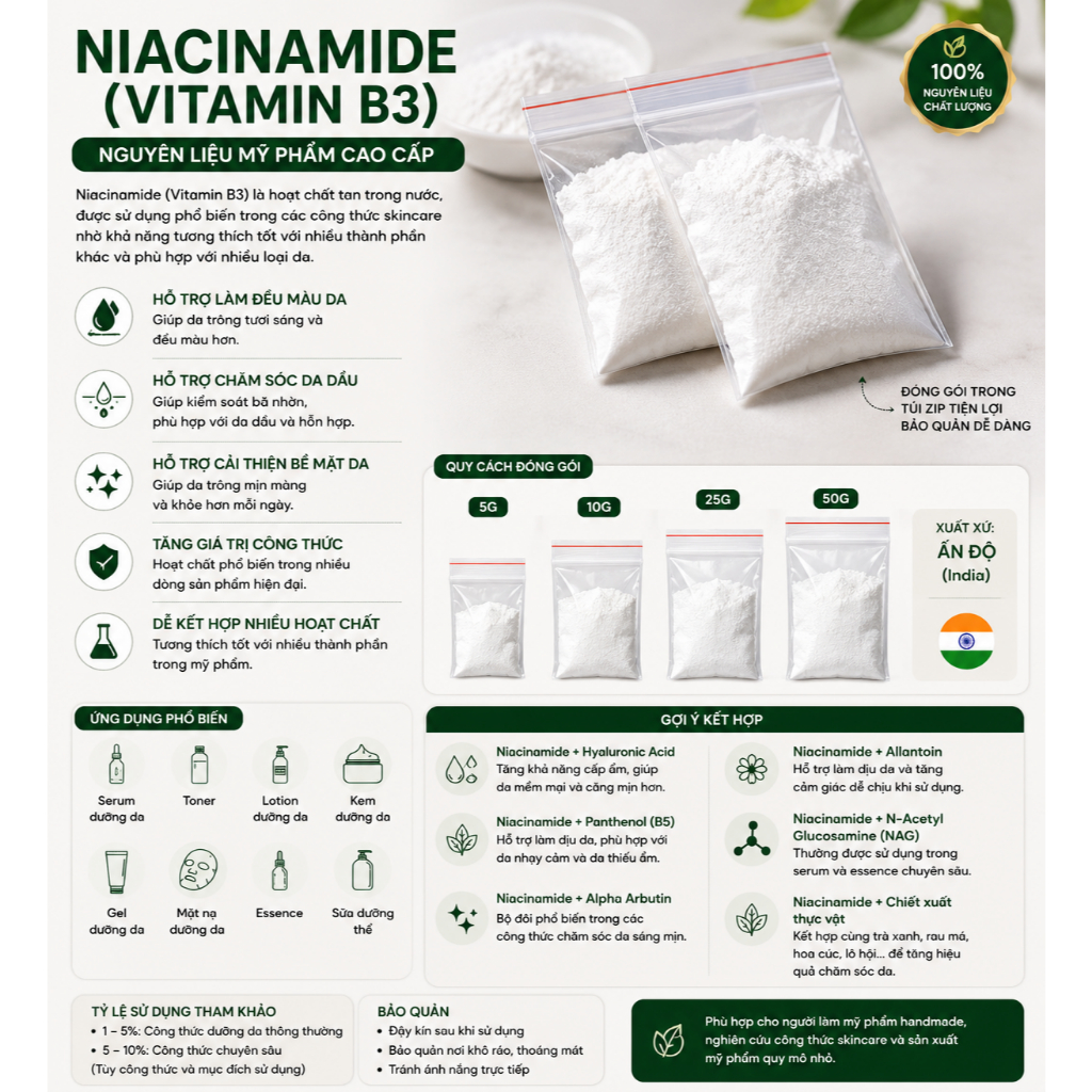 Nguyên liệu VITAMIN B3 (NIACINAMIDE)