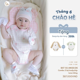 M&B (0-12M) Bộ bodychip sơ sinh Carrot Thỏ Hồng cotton cao cấp mềm mịn, thoáng mát thấm hút tốt