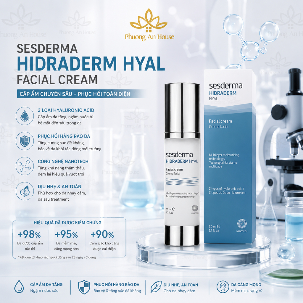 KEM DƯỠNG ẨM CHUYÊN SÂU ĐA PHÂN TỬ SESDERMA HIDRADERM HYAL 50ML - Phương An House