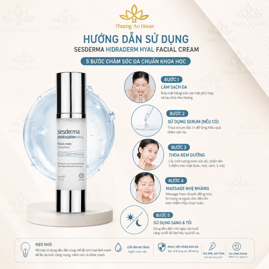 KEM DƯỠNG ẨM CHUYÊN SÂU ĐA PHÂN TỬ SESDERMA HIDRADERM HYAL 50ML - Phương An House
