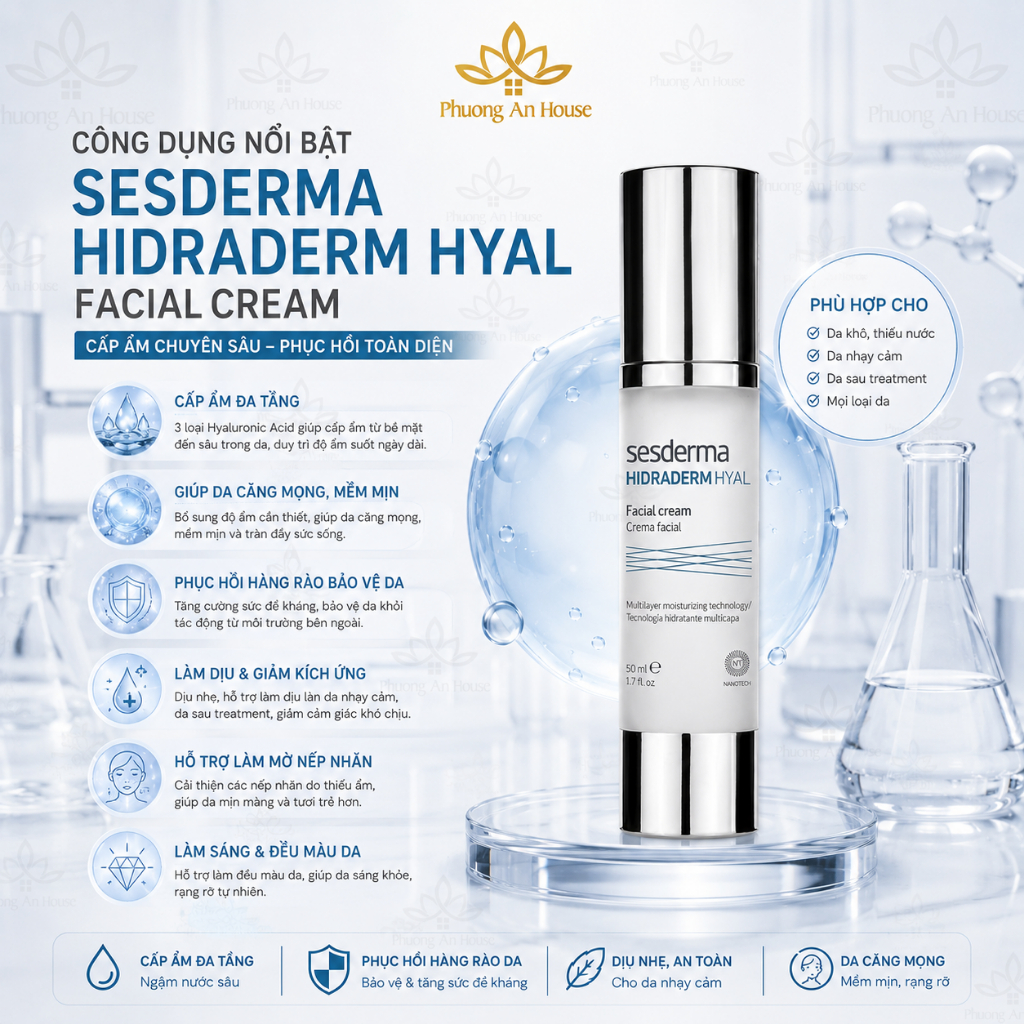 KEM DƯỠNG ẨM CHUYÊN SÂU ĐA PHÂN TỬ SESDERMA HIDRADERM HYAL 50ML - Phương An House