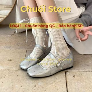 Giày bệt nữ da PU tổng hợp dệt vải đế cao su phong cách tiểu thư sang trọng êm ái thoải mái