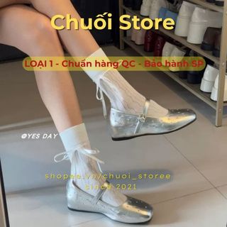 Giày bệt nữ da PU tổng hợp dệt vải đế cao su phong cách tiểu thư nhẹ nhàng tinh tế