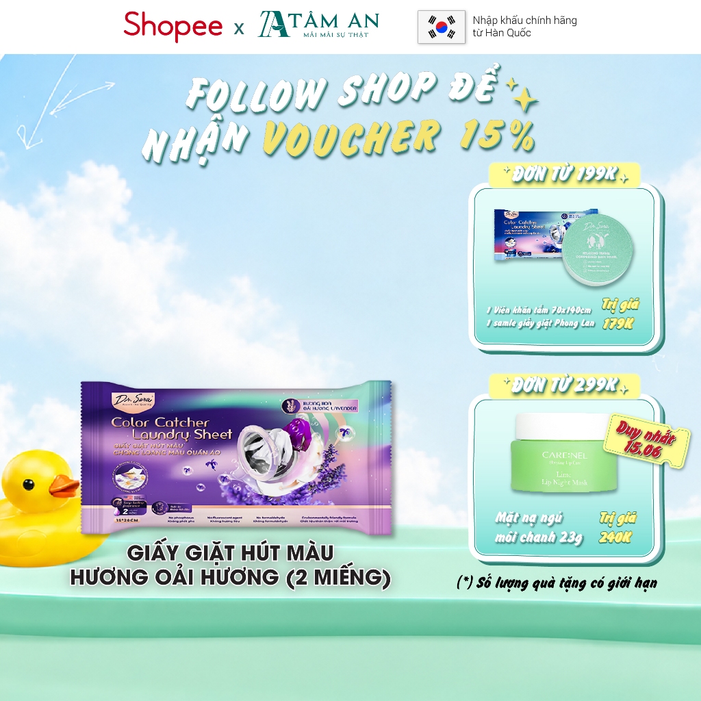 (2 Miếng) Giấy giặt hút màu, chống loang màu, làm mềm vải tiện lợi DR.SERA COLOR CATCHER LAUNDRY