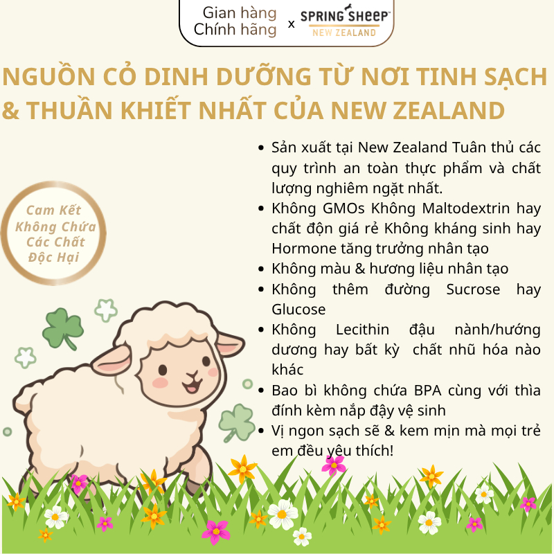 [KHÔNG KÈM THÌA] Sữa Cừu Spring Sheep Nguyên Kem Dạng Túi 350G & 850G Cho Bé >1Y Đủ Tem Phụ Xác Thực
