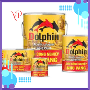 {Lon 200gram} Sơn công nghiệp Dolphin Nhũ vàng, Nhũ bạc, Nhũ đồng - Trang trí nội ngoại thất