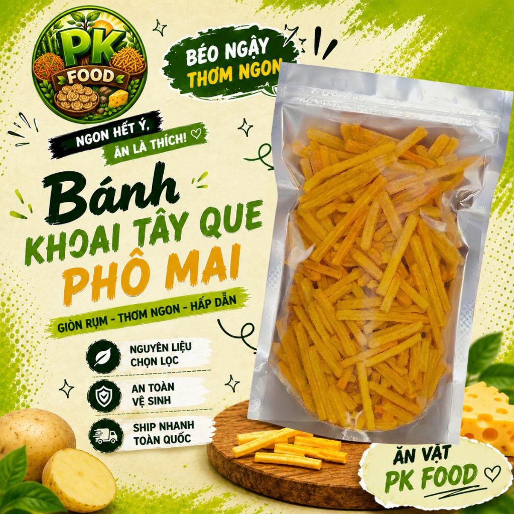 Bánh Khoai Tây Que Phô Mai - PK FOOD