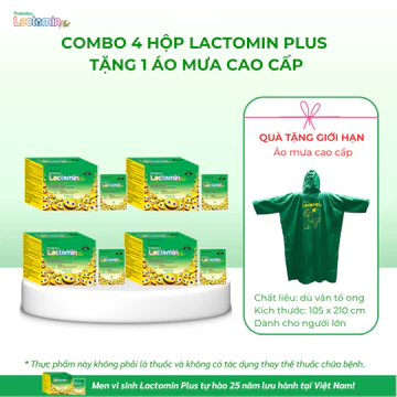Combo 4 hộp Lactomin Plus, bổ sung lợi khuẩn, hỗ trợ giảm tiêu chảy, táo bón, phân sống, cân bằng hệ vi sinh đường ruột