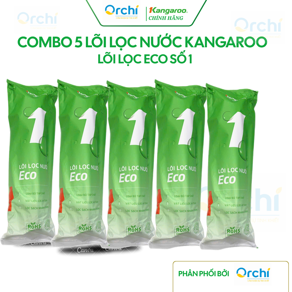 Combo 5 Lõi Lọc Số 1 ECO Kangaroo Chính Hãng Tiết Kiệm Lọc Cặn Bẩn Lên Đến 5 Micron Hiệu Quả