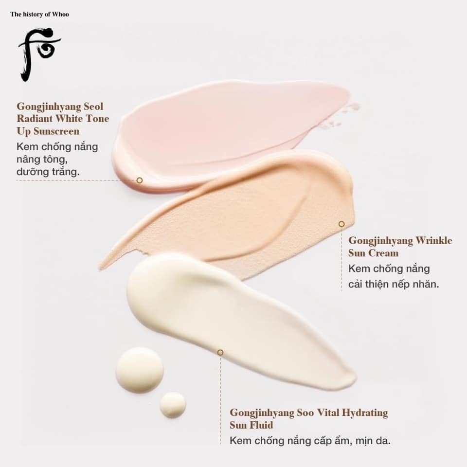 Sample kem chống nắng Whoo Radiant White Tone Up Sunscreen SPF50+ dưỡng trắng da không nhờn dính