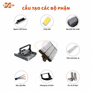 Đèn Pha LED Module LUXSUN 50W 100W 150W 200W 300W IP66 Chống Nước Siêu Sáng Chiếu Sân Bóng Sân Thể Thao Tennis Nhà Xưởng