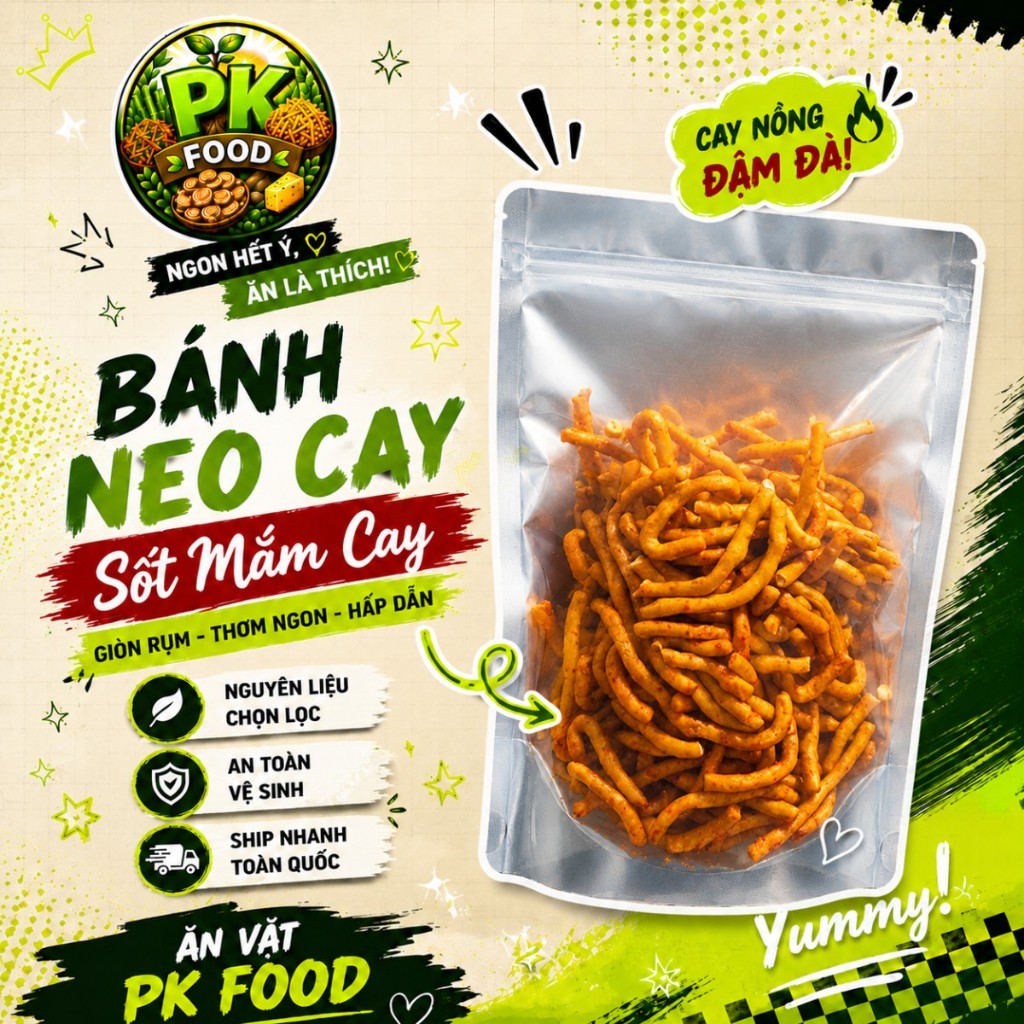 Combo 4 Bánh: Khoai Tây + Tăm Đậu + Neo Cay + Tam Giác - 1Kg - PK FOOD