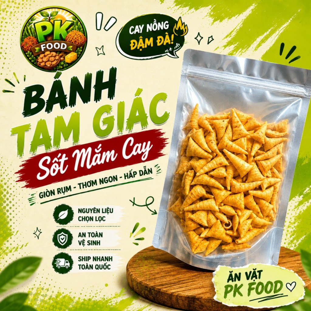 Combo 4 Bánh: Khoai Tây + Tăm Đậu + Neo Cay + Tam Giác - 1Kg - PK FOOD