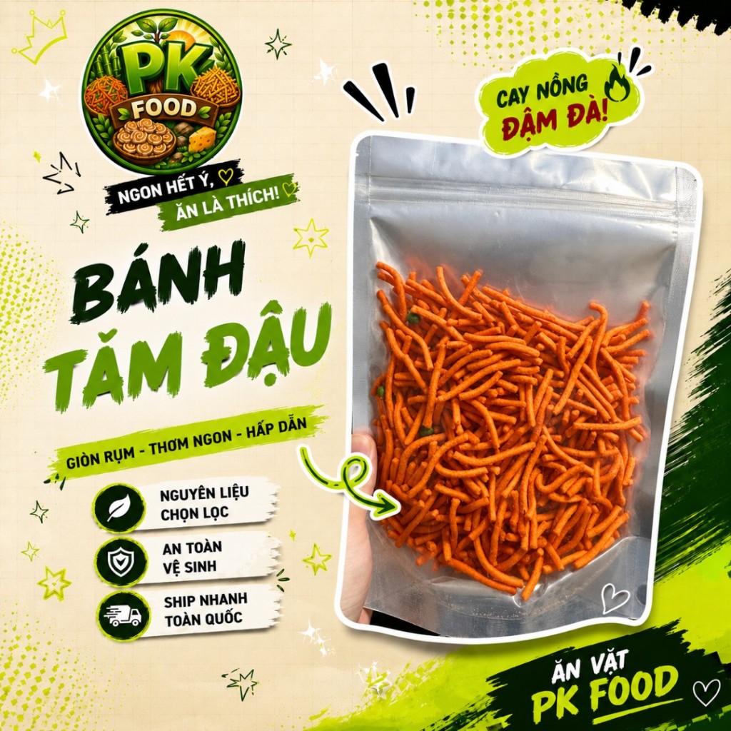 Combo 4 Bánh: Khoai Tây + Tăm Đậu + Neo Cay + Tam Giác - 1Kg - PK FOOD
