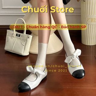 Giày bệt nữ da PU tổng hợp dệt vải đế cao su phong cách tiểu thư êm ái mang êm chân thoải mái