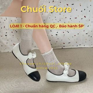 Giày bệt nữ da PU tổng hợp dệt vải đế cao su phong cách tiểu thư êm ái mang êm chân thoải mái