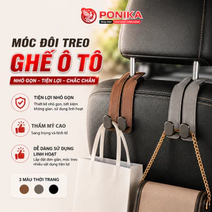 Móc Đôi Treo Đồ Sau Ghế Ô Tô - Móc Da Lộn Cao Cấp, Móc Treo Xe Ô Tô Phụ Kiện Nội Thất PONIKA.STORE