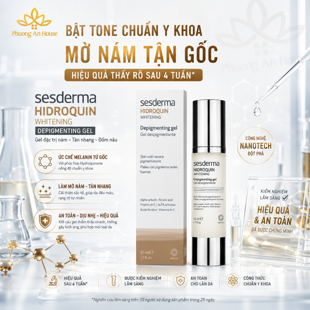 Gel dưỡng trắng da Sesderma Hidroquin Whitening Gel 50ml - Phương An House