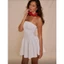 Đầm mini denim quây eo thấp buộc dây phía sau kiểu bandeau (Order 8 ngày)