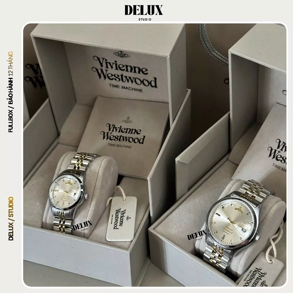 Đồng Hồ Cặp Nam Nữ Vivienne Tone Demi Dây Thép Không Gỉ 29&36mm