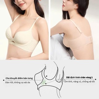 Áo lót nữ su gân lạnh định hình nâng đẩy ngực đệm 2cm, áo lót không gọng bản to che khuyết điểm MELYN-FW A3278