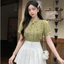 Áo sơ mi nữ cổ bèo xếp ly dây nơ cổ A2646 Kymie
